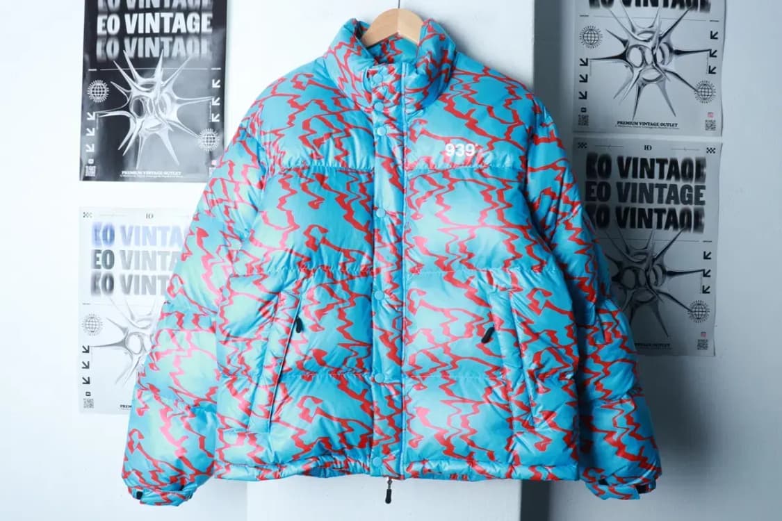 (S-M) 아카이브 볼드 패딩 점퍼자켓 연블루 패턴 덕다운-16C0D 상품이미지2