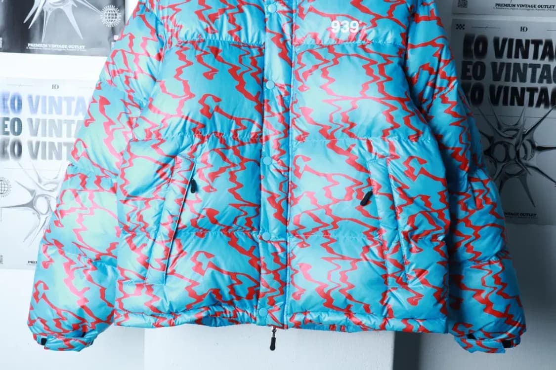 (S-M) 아카이브 볼드 패딩 점퍼자켓 연블루 패턴 덕다운-16C0D 상품이미지4