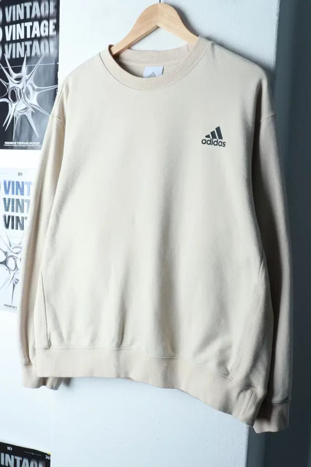 (L) 아디다스 맨투맨 티셔츠 베이지 올드스쿨-16B6B 상품이미지1