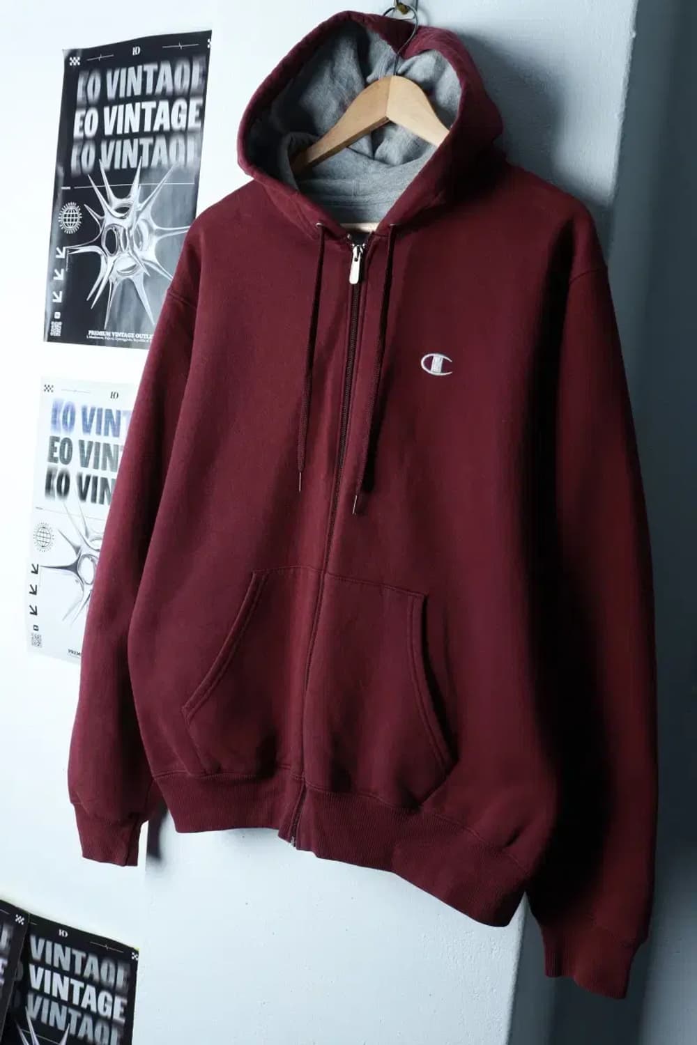 (XL) 챔피온 후드집업 버건디 기모 올드스쿨-16B6F 상품이미지1