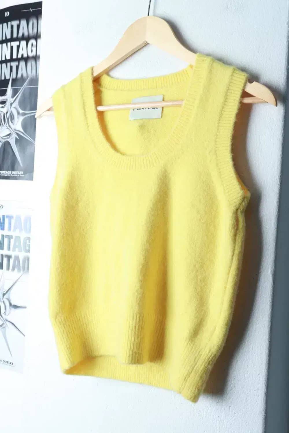 W(S) 포니테일 니트 조끼 모헤어 메리노울 개나리-16B8B 상품이미지1