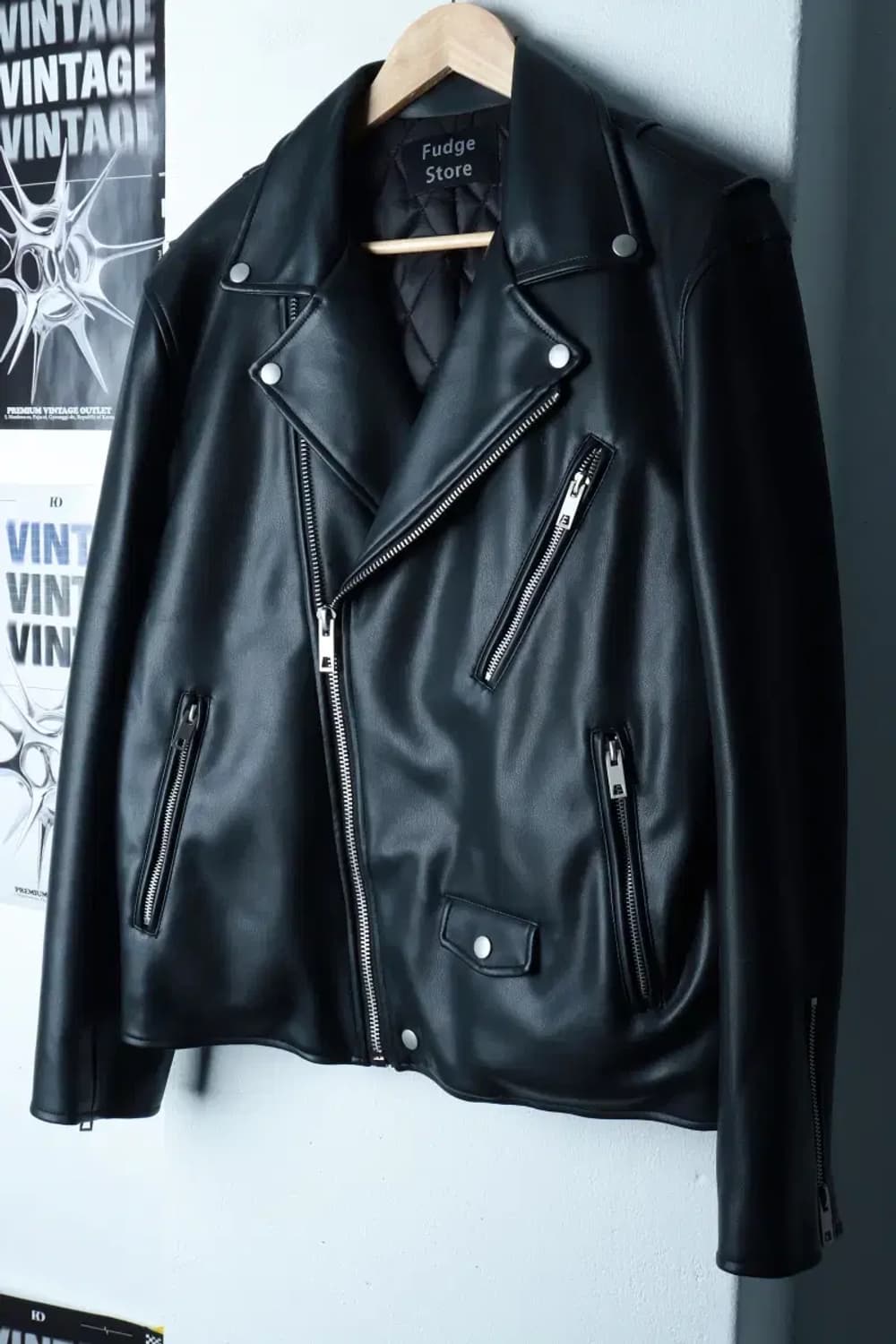 (L) 라퍼지스토어 집업 바람막이 점퍼자켓 페이크레더 라이더-16AE9 상품이미지1