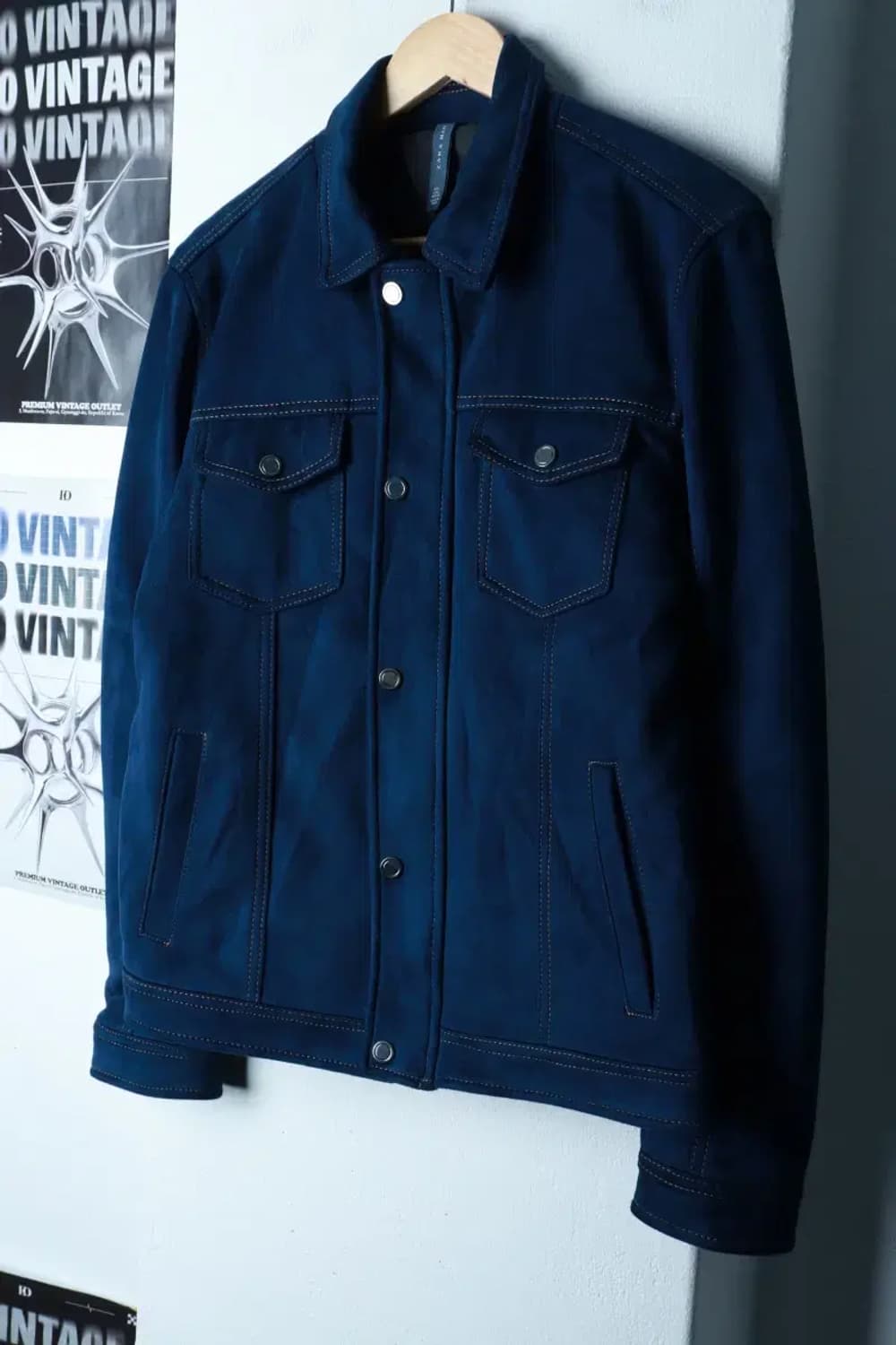 (L-XL) 자라 집업 바람막이 점퍼자켓 스웨이드 블루종-16AEB 상품이미지1