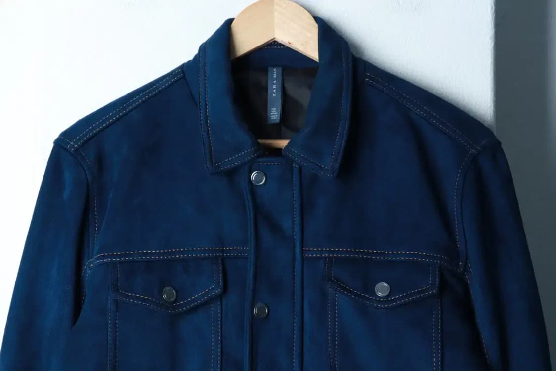 (L-XL) 자라 집업 바람막이 점퍼자켓 스웨이드 블루종-16AEB 상품이미지3