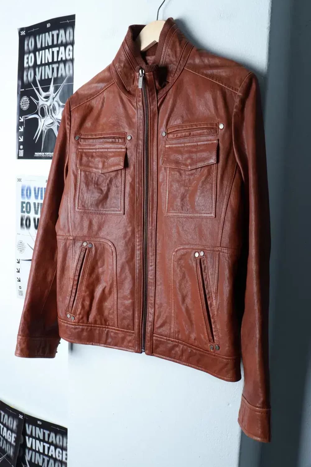 (M) 더클래스 집업 바람막이 점퍼자켓 리얼레더 램스킨 브라운-16AF6 상품이미지1