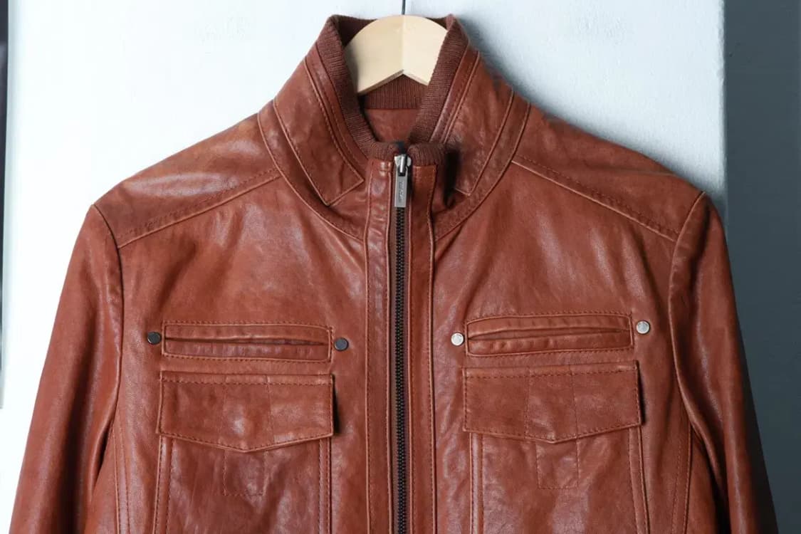 (M) 더클래스 집업 바람막이 점퍼자켓 리얼레더 램스킨 브라운-16AF6 상품이미지3