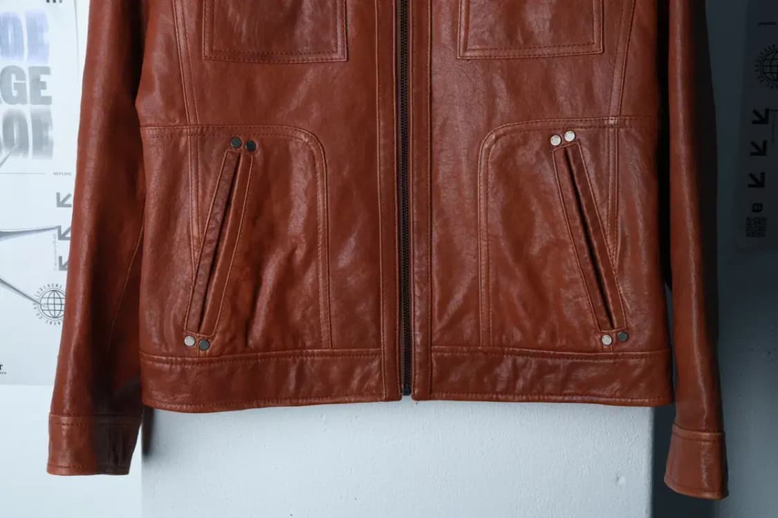 (M) 더클래스 집업 바람막이 점퍼자켓 리얼레더 램스킨 브라운-16AF6 상품이미지4