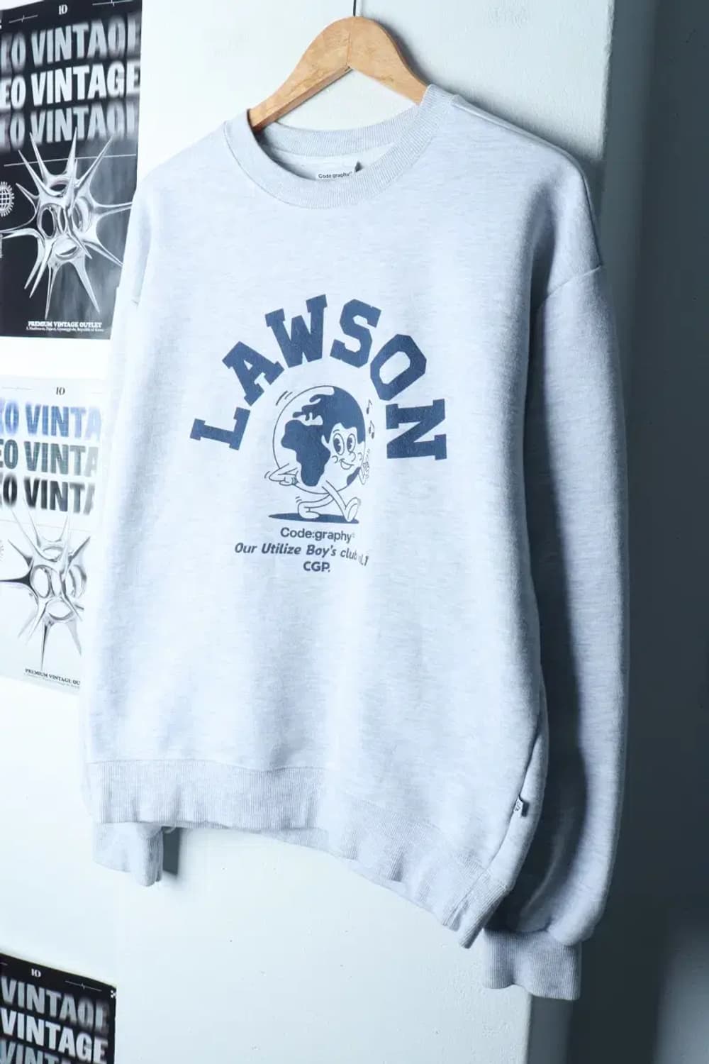 (M-L) 코드그라피 맨투맨 티셔츠 빅로고 멜란지 올드스쿨-16AFD 상품이미지1