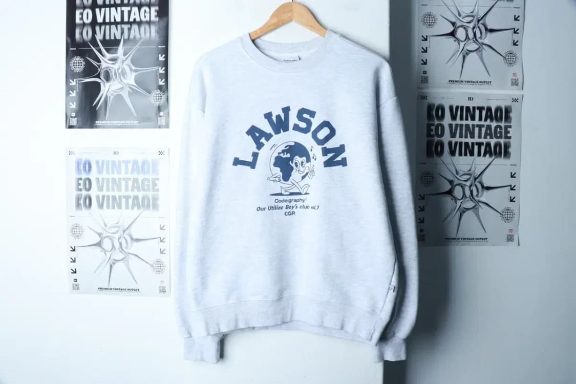 (M-L) 코드그라피 맨투맨 티셔츠 빅로고 멜란지 올드스쿨-16AFD 상품이미지2