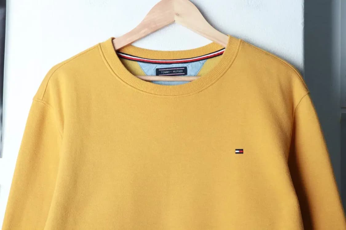 (XL) 타미힐피거 맨투맨 티셔츠 노랑 기모 기본-16AFF 상품이미지3