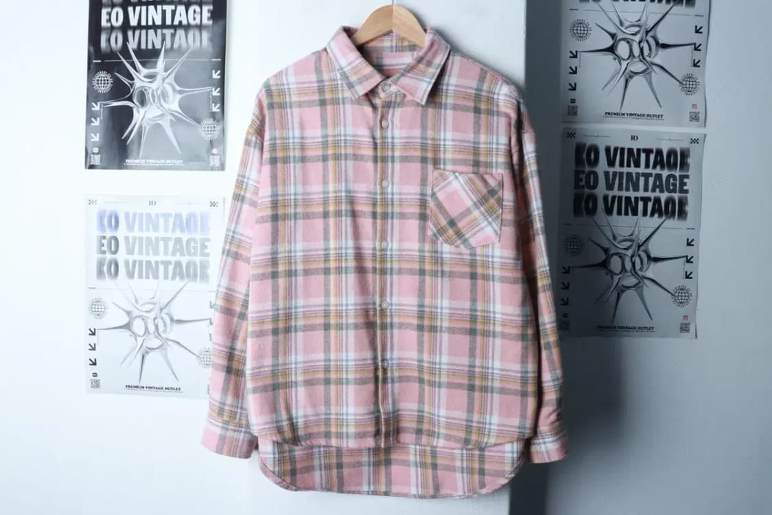 (F) 어반드레스 셔츠 남방 체크 플란넬 핑크 울-16C89 상품이미지2