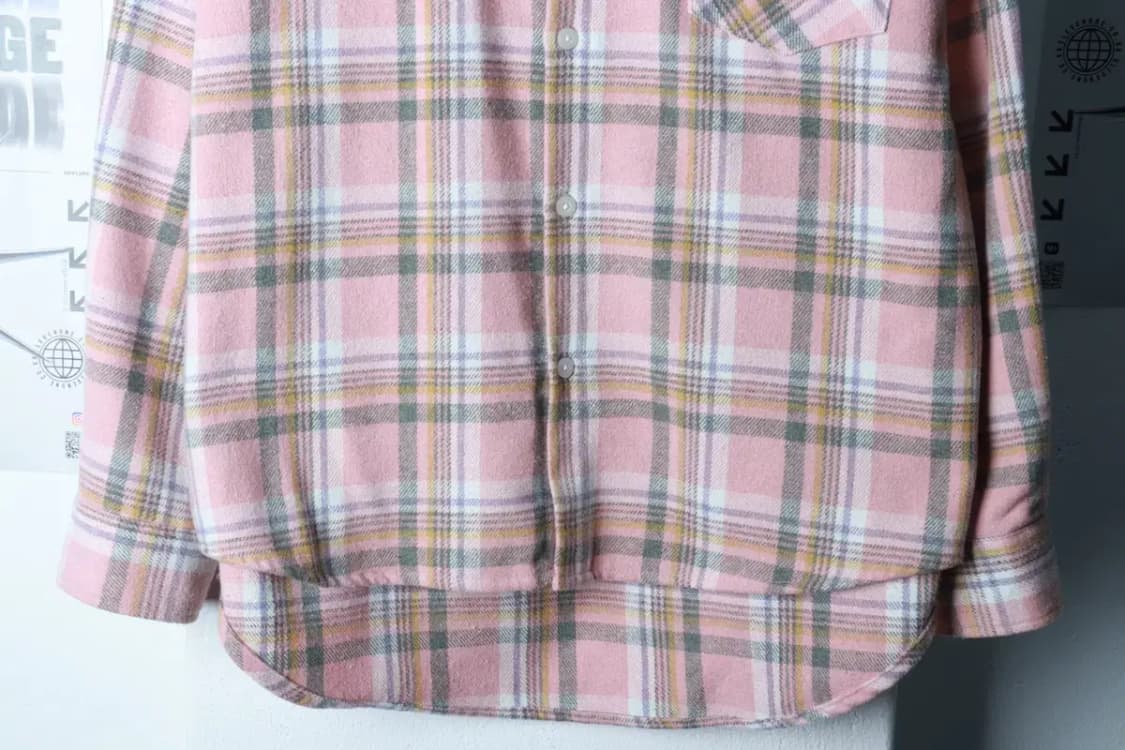 (F) 어반드레스 셔츠 남방 체크 플란넬 핑크 울-16C89 상품이미지4