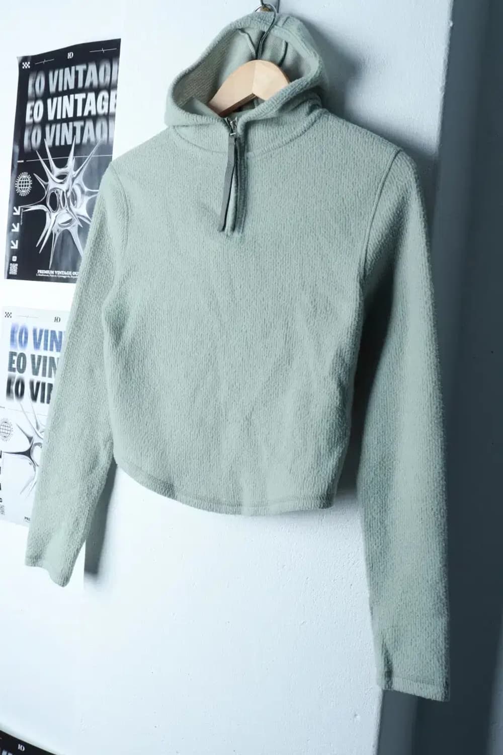 W(F) 파르티멘토 후드티셔츠 니트 크롭 그린-16C8E 상품이미지1