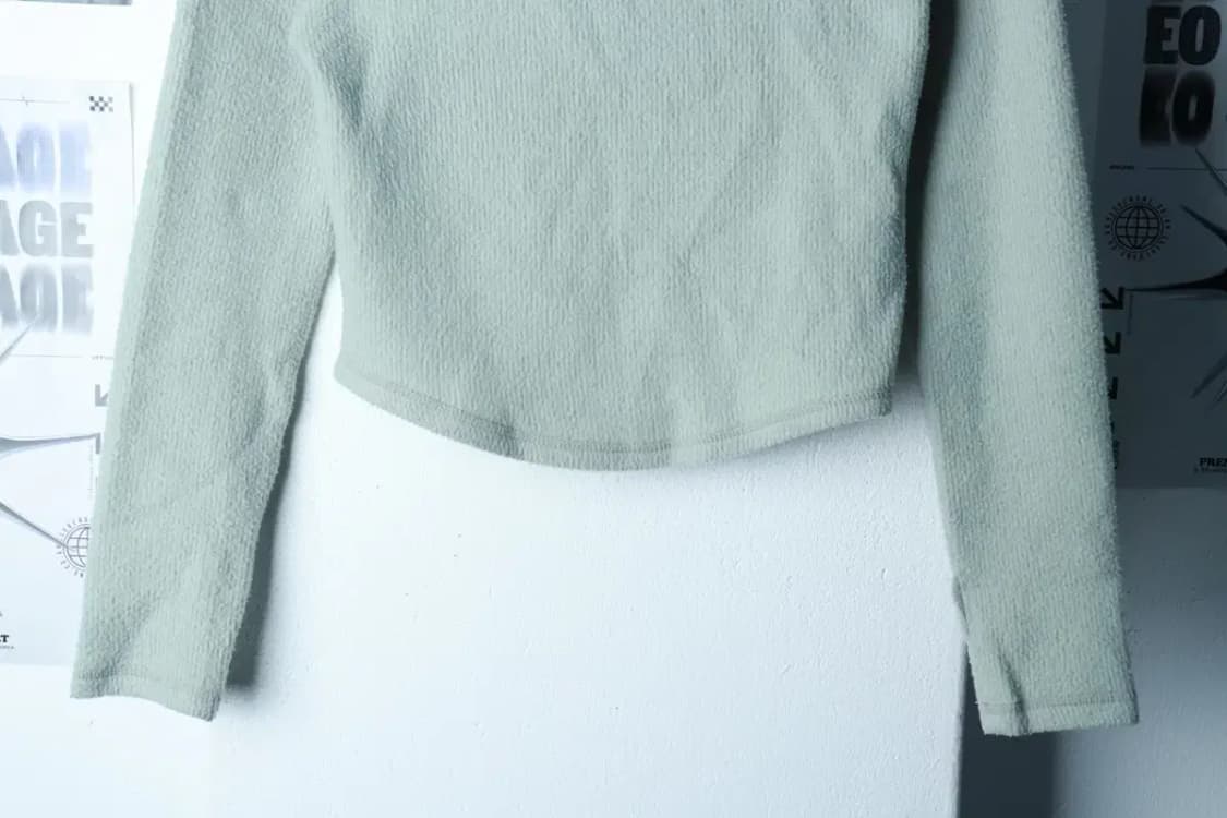 W(F) 파르티멘토 후드티셔츠 니트 크롭 그린-16C8E 상품이미지4