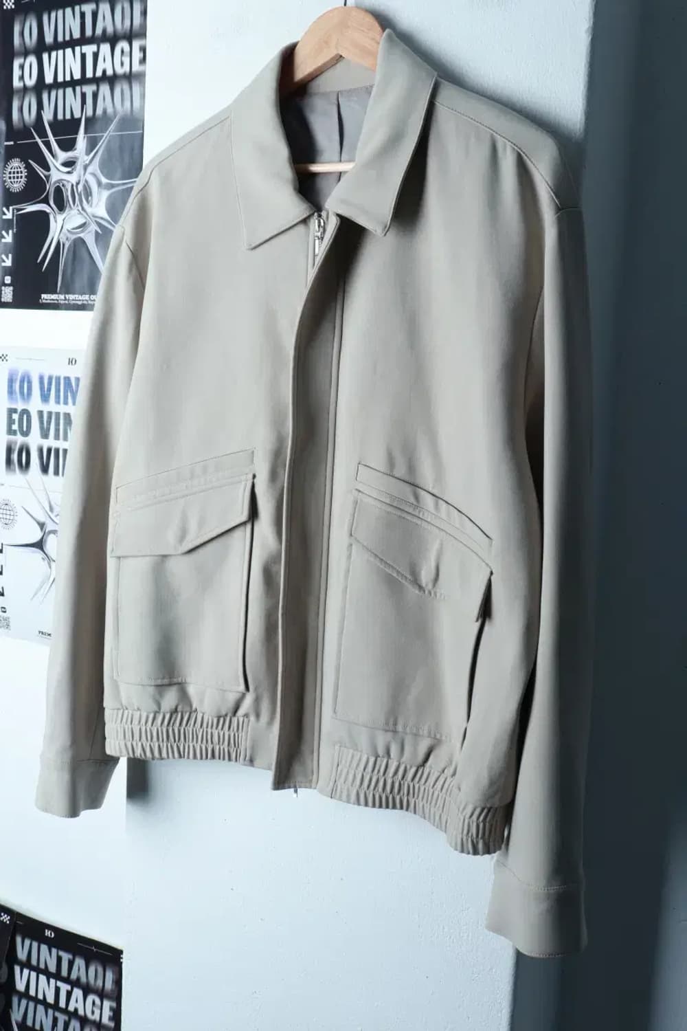 (L-XL) 드로우핏 집업 바람막이 점퍼자켓 블루종 베이지-16C8F 상품이미지1