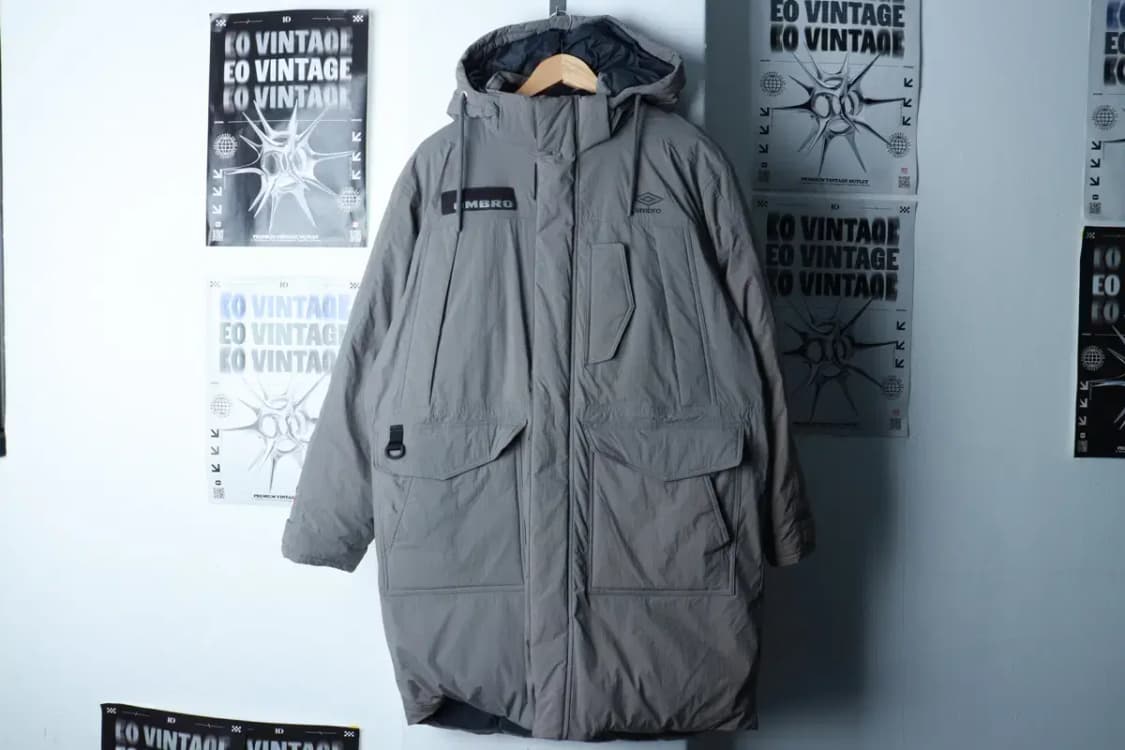 (S-M) 엄브로 패딩 점퍼자켓 구스다운 그레이 롱 올드스쿨-16C94 상품이미지2