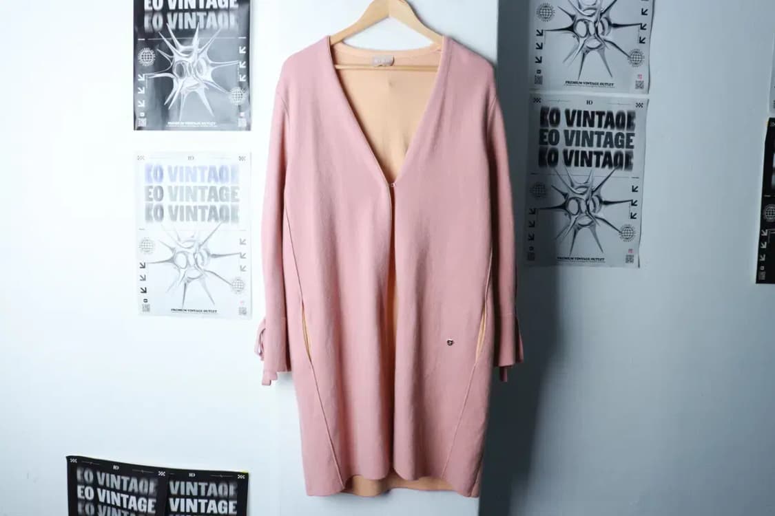 W(F) 쥬시꾸뛰르 니트 가디건 한섬 버드라인 연핑크 울 롱-16C9C 상품이미지2