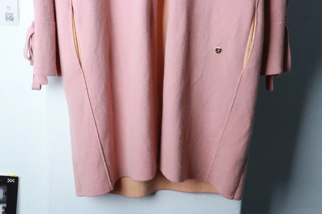 W(F) 쥬시꾸뛰르 니트 가디건 한섬 버드라인 연핑크 울 롱-16C9C 상품이미지4