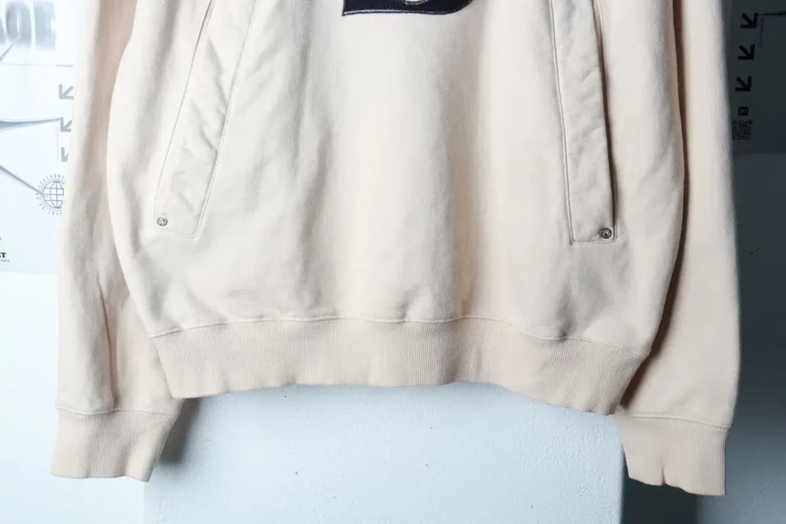 (XL-2XL) 새터 후드티셔츠 빅로고 베이지 놈코어 리벳-16C9D 상품이미지4