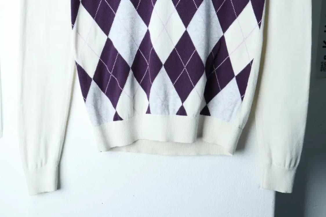 W(XS-S) 타미힐피거 니트 아가일 아이보리 퍼플-16CA1 상품이미지4