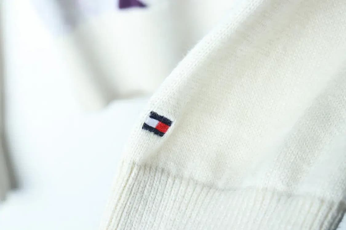 W(XS-S) 타미힐피거 니트 아가일 아이보리 퍼플-16CA1 상품이미지5