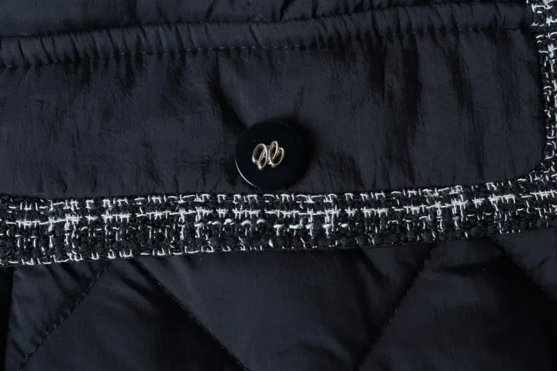 W(S-M) 로엠 패딩 점퍼자켓 트위드 퀄팅 덕다운 블랙 누빔-16CA6 상품이미지5