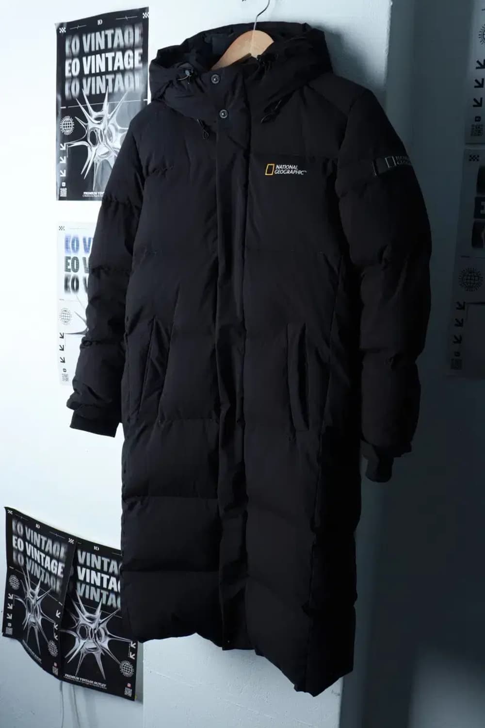 (S-M) 내셔널지오그래픽 패딩 점퍼자켓 덕다운 블랙 롱-16CAA 상품이미지1