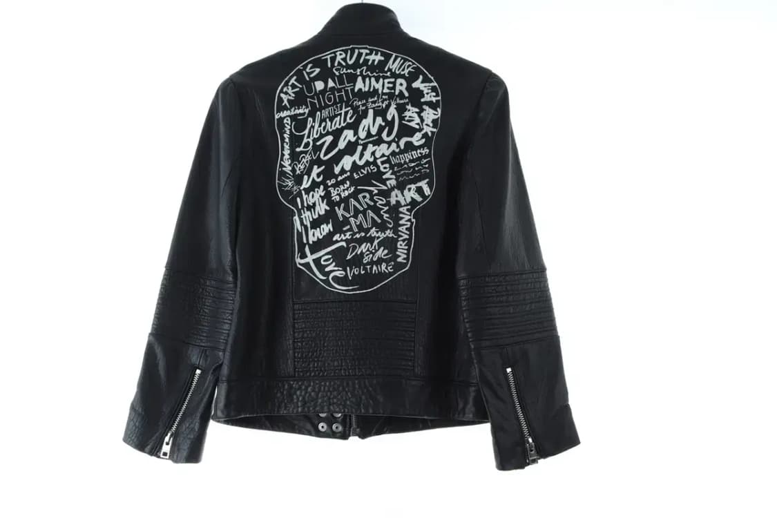 (S) 쟈딕앤볼테르 집업 바람막이 점퍼자켓 데미지 가죽 희귀-16D29 상품이미지4