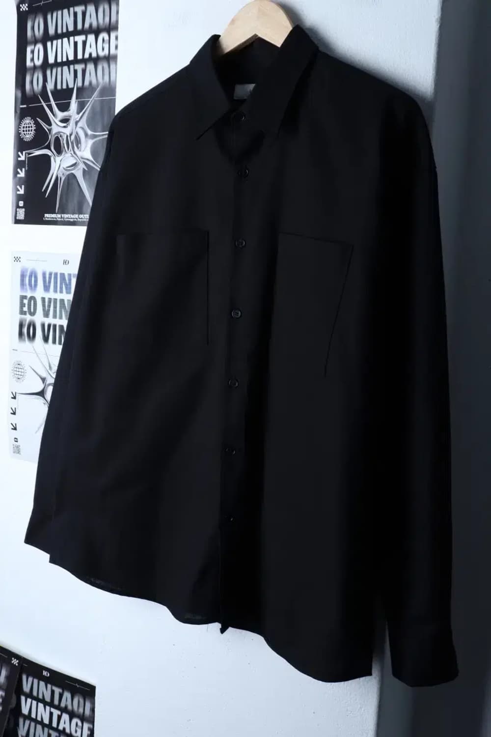 (XL-2XL) 르아르 셔츠 남방 빅사이즈 워크 블랙 놈코어-16D8E 상품이미지1