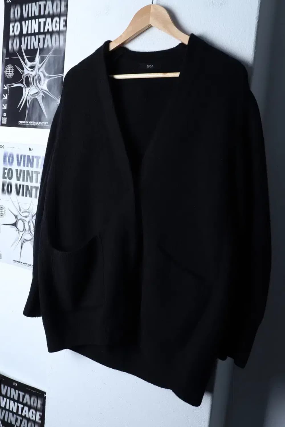 W(F) 주크 쥬크 니트 가디건 루즈핏 블랙 무지 울-16D8F 상품이미지1