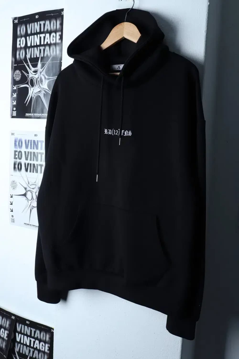 (XL-2XL) 브랜드빈티지 후드티셔츠 빅사이즈 레터링 블랙-16D96 상품이미지1