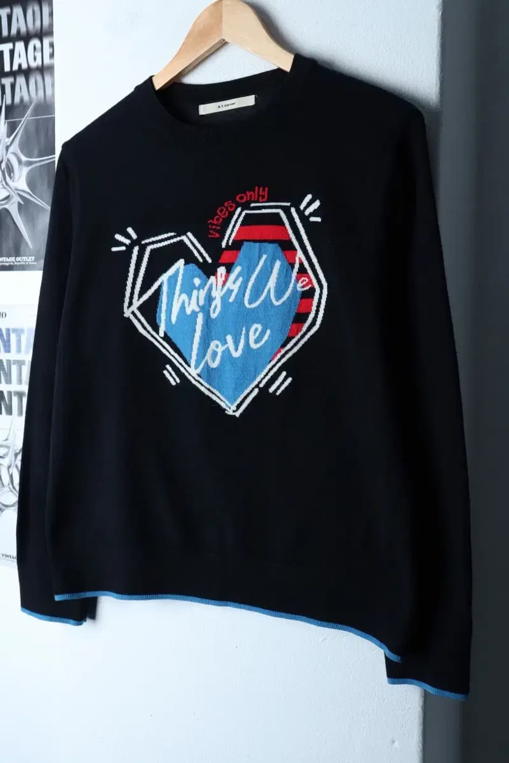 W(S) 앳코너 니트 빅로고 네이비 키치-16D97 상품이미지1