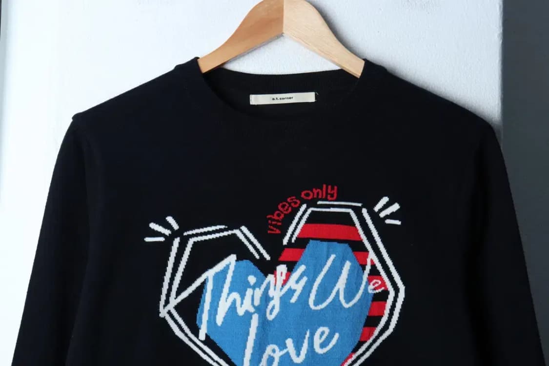 W(S) 앳코너 니트 빅로고 네이비 키치-16D97 상품이미지3