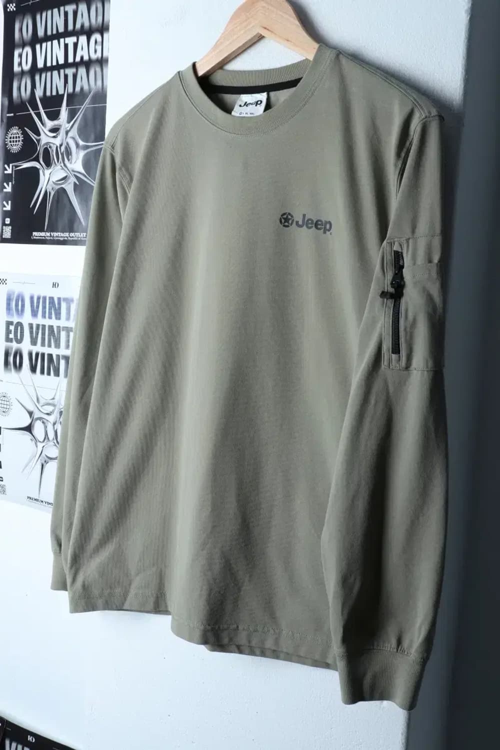 (M) 지프 긴팔티셔츠 포켓 카키 아메카지-16D99 상품이미지1