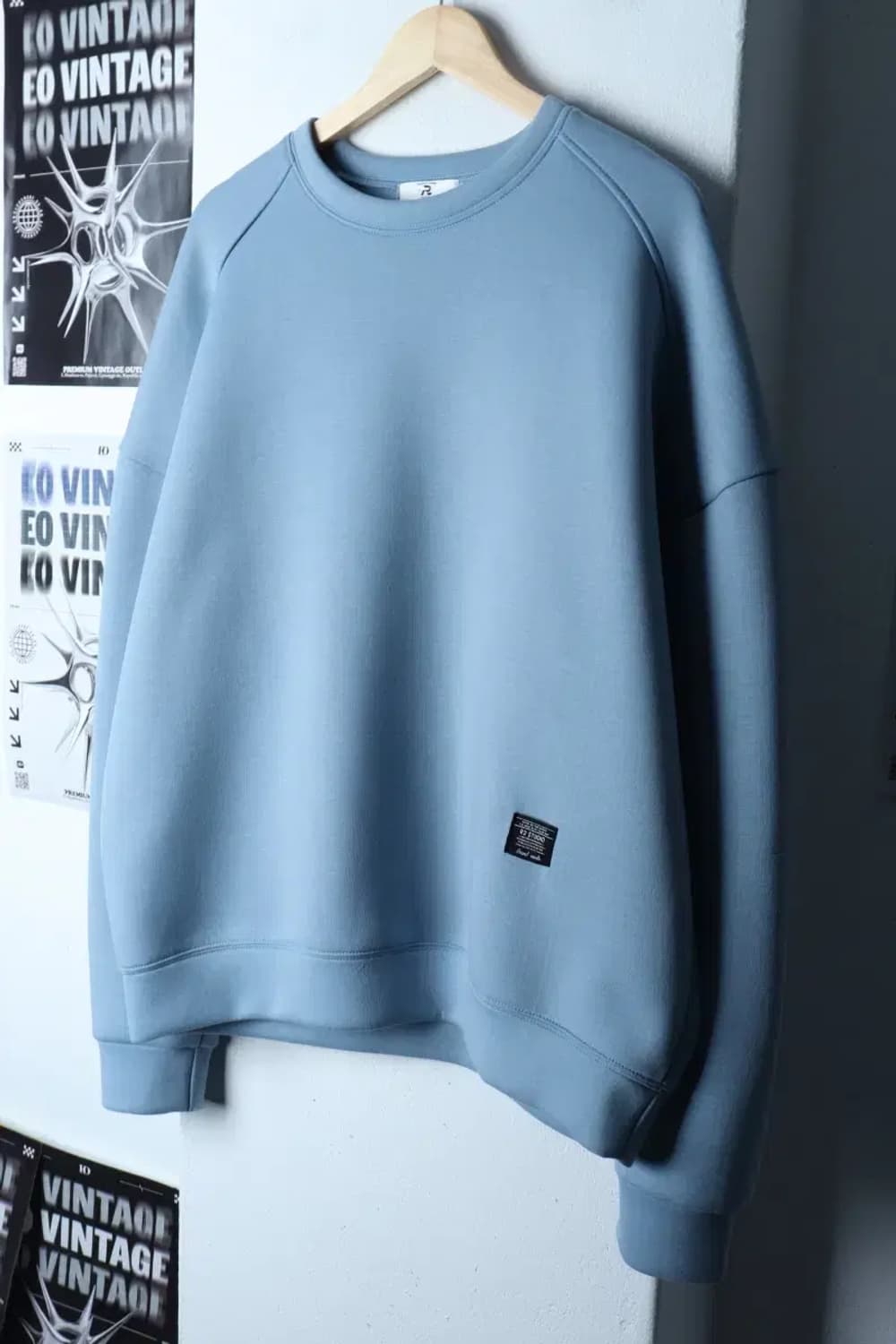 (F) 브랜드빈티지 맨투맨 티셔츠 루즈핏 연블루 폴리-16D9B 상품이미지1