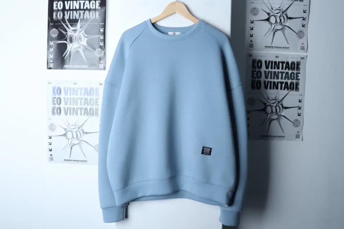 (F) 브랜드빈티지 맨투맨 티셔츠 루즈핏 연블루 폴리-16D9B 상품이미지2