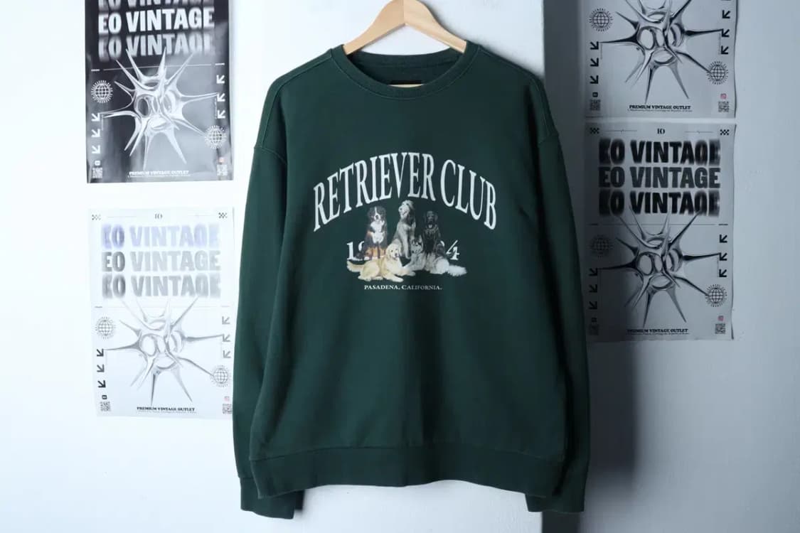 (M-L) 리트리버클럽 맨투맨 티셔츠 빅로고 그린 키치-16DA2 상품이미지2