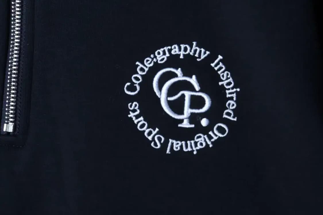 (M-L) 코드그라피 맨투맨 티셔츠 반집업 네이비 기모-16DA4 상품이미지5