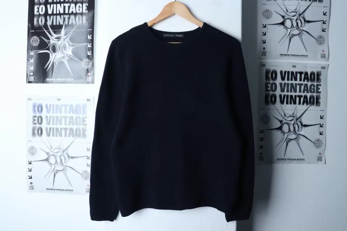 (M-L) 자라 니트 무지 골지 네이비-16DA5 상품이미지2