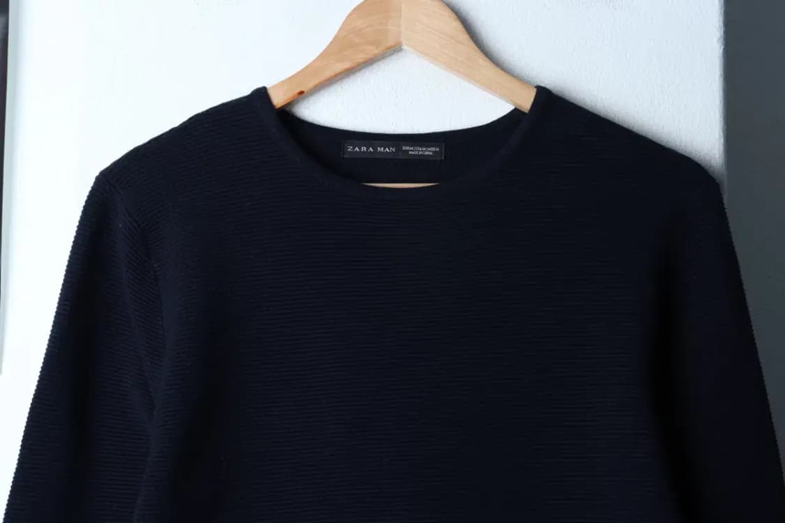 (M-L) 자라 니트 무지 골지 네이비-16DA5 상품이미지3