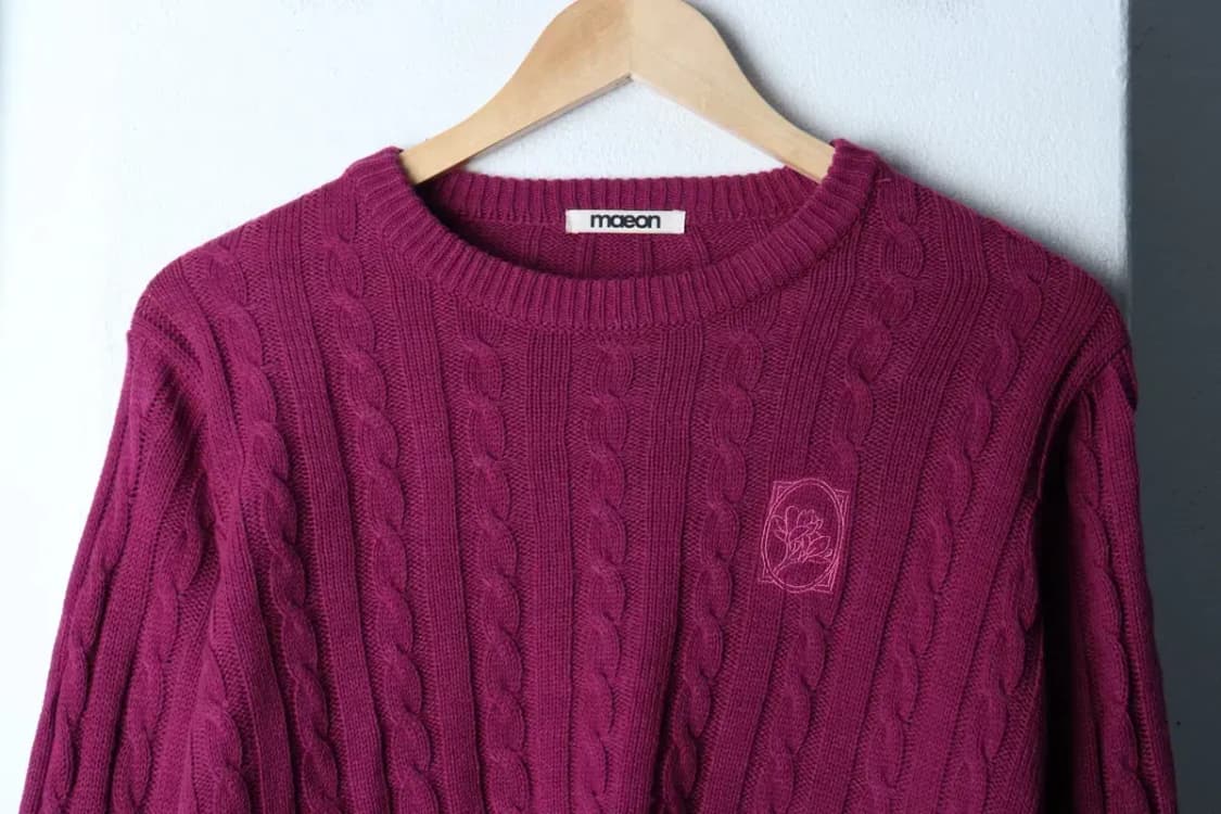 W(F) 브랜드빈티지 니트 케이블 꽈배기 퍼플 크롭-16DA6 상품이미지3