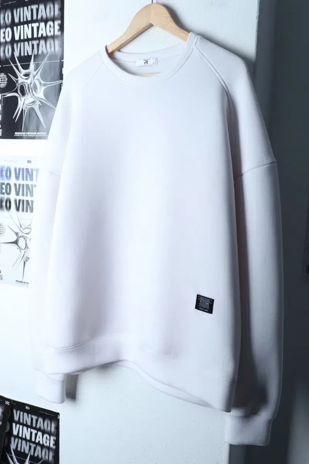 (F) 브랜드빈티지 맨투맨 티셔츠 빅사이즈 화이트 폴리 무지-16E1F 상품이미지1