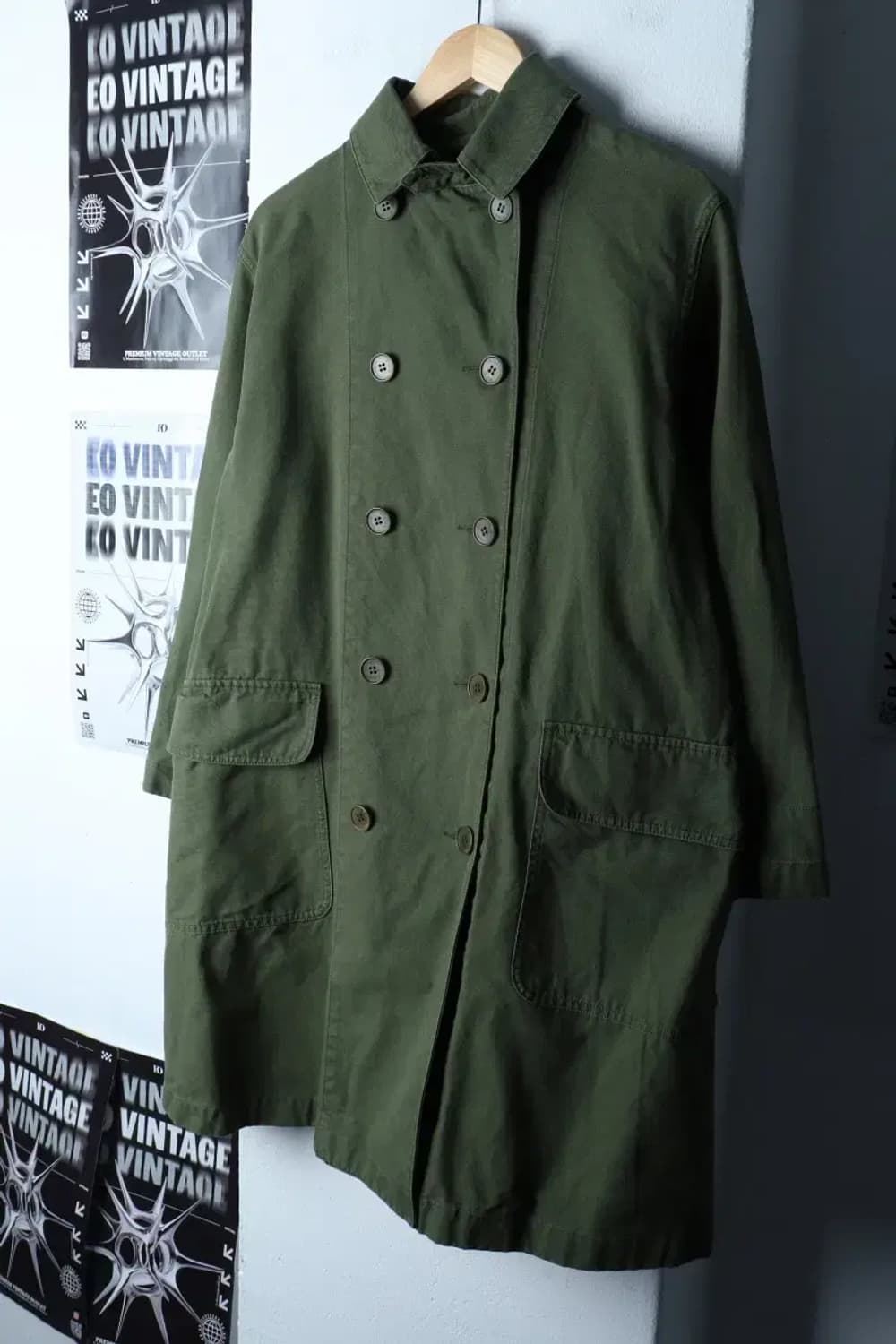 W(S) 스튜디오 톰보이 코트자켓 더블 카키 아메카지 면-16E23 상품이미지1