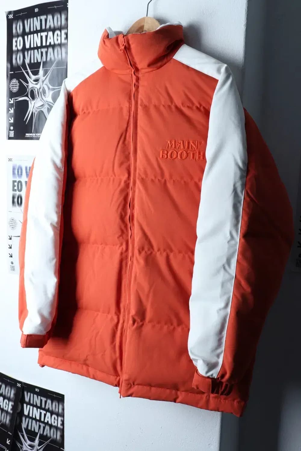 (S-L) 메인부스 패딩 점퍼자켓 오버핏 덕다운 오렌지 푸퍼-16E29 상품이미지1