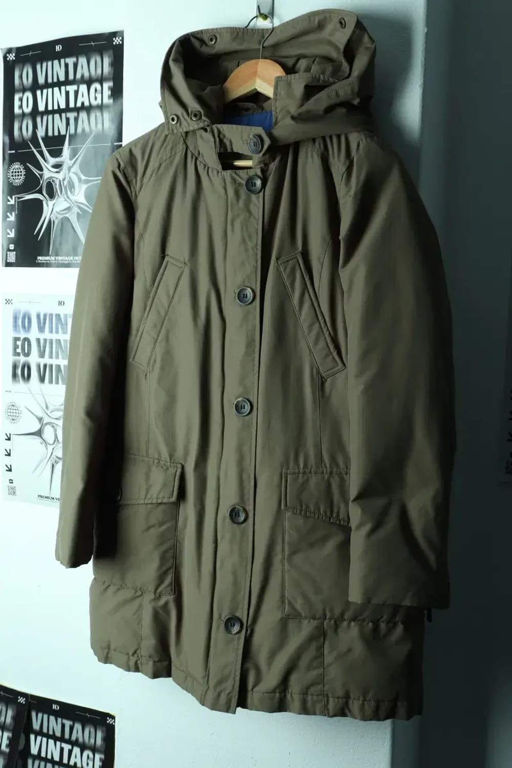 W(M-L) 자라 패딩 점퍼자켓 야상 카키 롱 아메카지 개파카-16E2A 상품이미지1