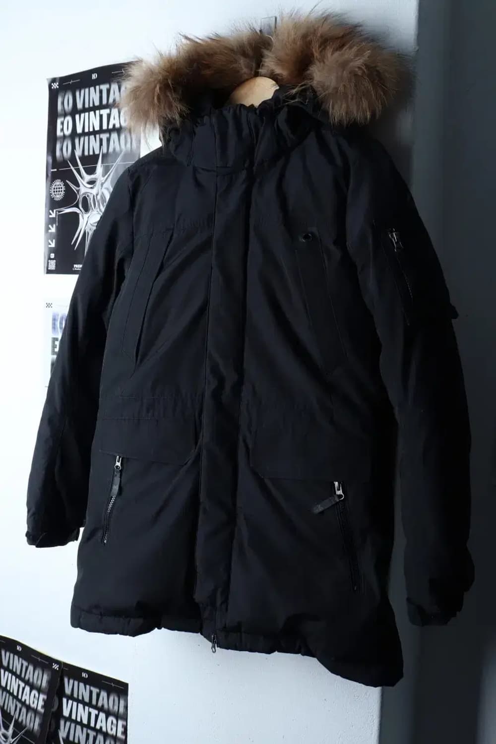 (M-L) 밀레 패딩 점퍼자켓 야상 덕다운 블랙 퍼-16E30 상품이미지1