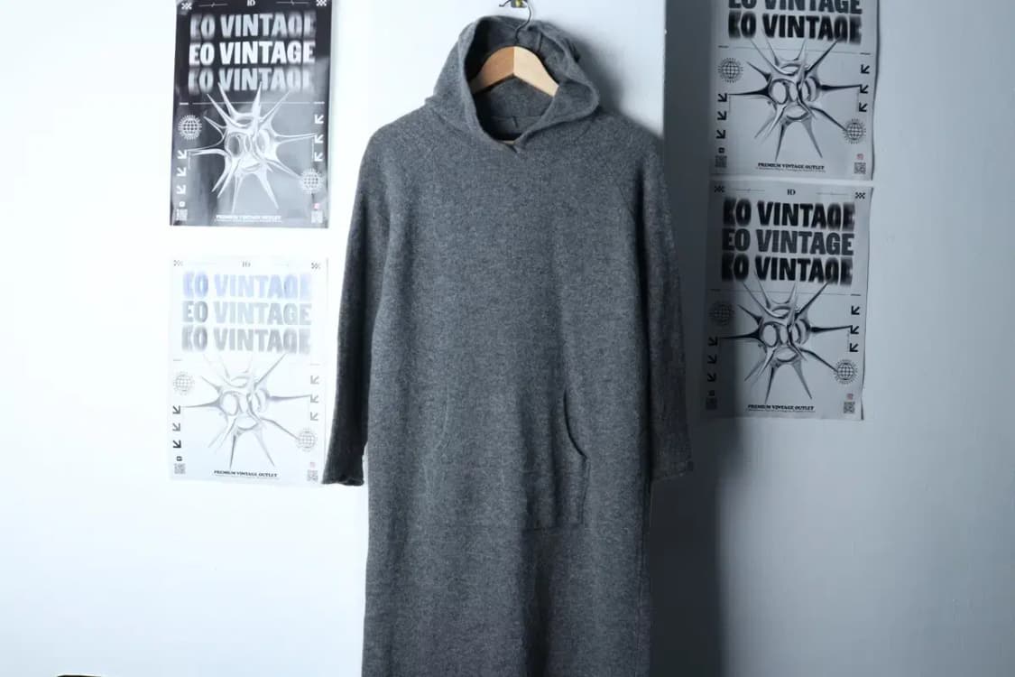 W(M) 지컷 니트 후드 그레이 롱 울-16E33 상품이미지2