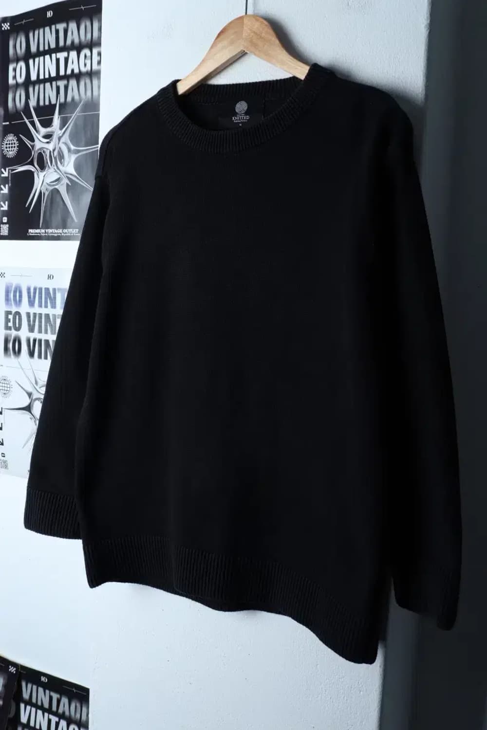 (M-L) 니키드 니트 사용감 무지 블랙-16E37 상품이미지1