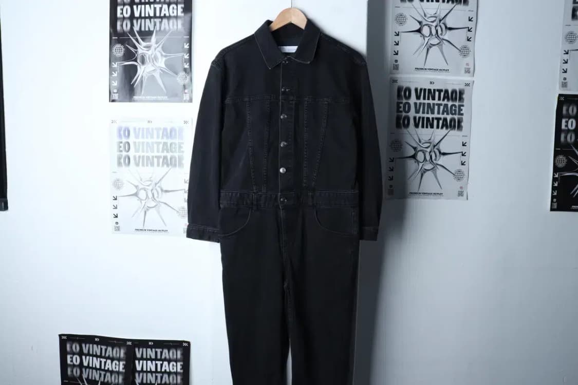 (S) 이로 집업 바람막이 점퍼자켓 점프슈트 데님 흑청 트러커-16E48 상품이미지2