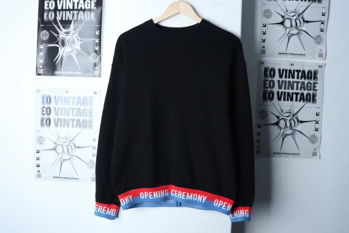 W(S-M) 오프닝 세레모니 맨투맨 티셔츠 레터링 블랙 한정판-16E4A 상품이미지2